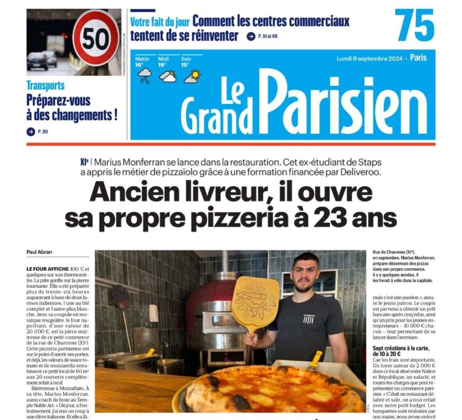 Ancien apprenti pizzaïolo au CEPROC, Marius Monferran lance sa pizzeria à Paris